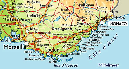 Landkarte Côte d'Azur